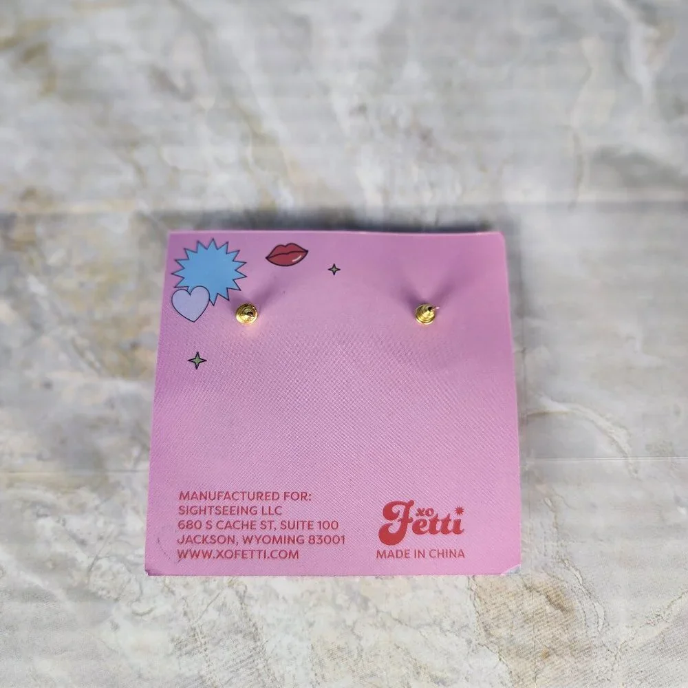 XO Fetti Gold metal heart earrings Rhinestone "Bride" - Picture 4 of 5